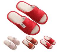Pantofole da donna per ospiti, pantofole da hotel, lavabili e lavabili, con punta aperta, comode pantofole da bagno per uomo e donna, Colore: rosso, 39 EU