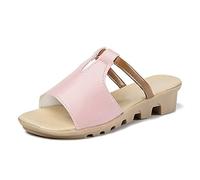 Pantofole da Donna Sandali Estivi Sandali Donne in Pelle Cuneo Tacco di Punta della Punta di Punta sulla Spiaggia Esterna Scarpe Casual ladiespink, 6
