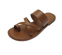 Pantofole da Donna Schede Estate Pannelli da Donna con Cinghia in Pelle Solida Anello a Tracolla Tallone Piatto in Gomma Piatto per Il Tempo Libero per Leisure Ladies Femminile, 4.5 Regno Unito