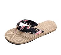 Pantofole da donna sotto i 10 anni infradito estive piatte primavera pantofole casual pantofole da donna infradito da donna con supporto arco, Nero , 39 EU