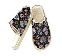 Pantofole da donna Sugar Skull Day Of The Dead Skull Memory Foam House Shoes, Multi, 38.5/39.5 EU