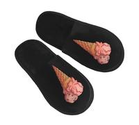 Pantofole da Donna Two Ice Cream Balls In One Waffle Cone Pelose Scarpe di Cotone Peluche Morbida Scarpe da Casa Interne Inverno L