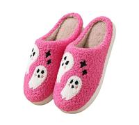 Pantofole da donna unisex con motivo a fantasma, comode e calde, per Halloween, per la casa, Colore: rosa., 38 EU