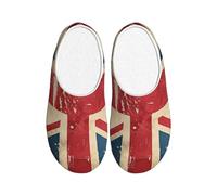 Pantofole da donna vintage con bandiera del Regno Unito, pantofole da casa in flanella per uomo retrò bandiera britannica antiscivolo calde scarpe invernali per interni ed esterni, Multicolore
