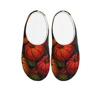 Pantofole da donna vintage con girasole e zucca, pantofole da casa in flanella per uomo, colorate, autunnali, antiscivolo, calde, invernali, per interni ed esterni, Multicolore, 3X-Large