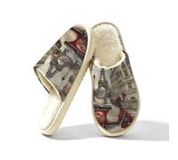 Pantofole da donna vintage Torre Eiffel Parigi in memory foam, Multi, 38.5/39.5 EU