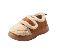 Pantofole da esterno per le donne in pile copertura tallone forma pane | Design a forma di pagnotta, tacco chiuso, pile felpato, suola in PVC, antiscivolo, taglia 36-40, caldo inverno all'aperto e