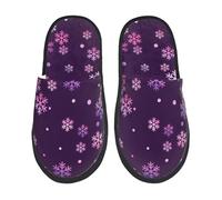Pantofole da Interno Purple Snow Flakes Print Calde Scarpe di Cotone Comode Antiscivolo Ciabatte da Casa Uomo Invernali L