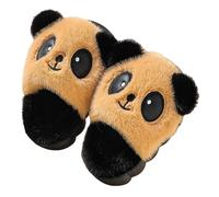 Pantofole da massaggio per bambini, invernali, calde e morbide, foderate in pile, con copertura per il tallone, pantofole per la casa, cachi, 40 2/3 EU