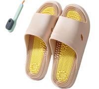 Pantofole da Massaggio per Uomo e Donna, Sandali da Massaggio per digitopressione, Scarpe da Massaggio ai Piedi, Ultra morbide, ad Asciugatura Rapida, Antiscivolo,Beige,45
