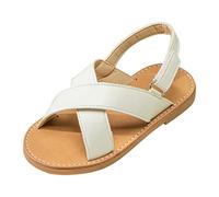 Pantofole da ragazza 4t sandali comodi suola morbida spiaggia all'aperto sandali casual piatti, bianco, 11.5 UK Child 3X-Narrow