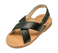 Pantofole da ragazza 4t sandali comodi suola morbida spiaggia all'aperto sandali casual piatti, Nero , 11.5 UK Child 3X-Narrow