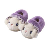 Pantofole da ragazza in peluche a forma di coniglio, calde e carine, morbide e accoglienti, per bambini, invernali, resistenti, 02 viola., 28 EU
