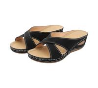 Pantofole da spiaggia da donna con tacco pendente, ciabatte casual con fondo inclinato, sandali da doccia, pantofole da donna 10, Nero , 40 EU