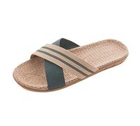 Pantofole da spiaggia da uomo, in lino, intrecciate, traspiranti, 5 comode, estive, leggere, Mule Slippers, verde, 42 EU