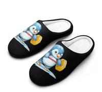 Pantofole da uomo calde invernali con pinguino di sollevamento pesi, suola in gomma, comode scarpe da casa in cotone per uso quotidiano, Stile 2, 11-12（44-45）