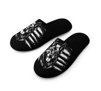 Pantofole da uomo con pastore tedesco, bandiera USA, 4 luglio, morbide, piatte, leggere, antiscivolo, Stile:, 43-44_(9.5-10)