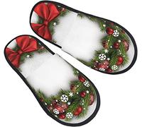 Pantofole Da Uomo Donna Fiocco Rosso Della Corona Di Natale Scarpe Da Casa Antiscivolo Ciabatte Da Casa Comode Ciabatte Invernali Per Invernale Viaggiare All'Aperto L