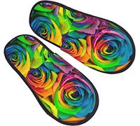 Pantofole Da Uomo Donna Fiori Variopinti Della Rosa Dell'Arcobaleno Ciabatte Da Casa Antiscivolo Ciabatte Invernali Pelose Scarpe Da Casa Per Interno Viaggiare All'Aperto L