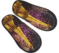 Pantofole Da Uomo Donna Via Del Fuoco D'Artificio Di Parigi Della Torre Eiffel Ciabatte Da Casa Comoda Scarpe Da Casa Calde Ciabatte Invernali Per Viaggiare Hotel All'Aperto L