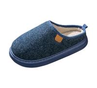 Pantofole da uomo e da donna, foderate in peluche, con suola spessa, calde, invernali, calde, per casa, camera da letto, balcone, interno, 01 Blu marino, 50 EU