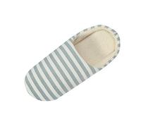 Pantofole da uomo e donna, antiscivolo, per la casa, invernali, calde, soffici, a righe, comode, per la casa, in feltro, piatte, verde, 40/41 EU