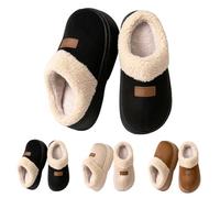 Pantofole da uomo e donna, in pelliccia di agnello, morbide, per coppie, invernali, calde, in finta pelliccia, comode, antiscivolo, per interni in cotone con ottima qualità, chiuse, piatte, cachi, 36