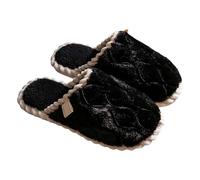 Pantofole da uomo foderate, in feltro, calde, alla moda, unisex, morbide, comode, pantofole per la casa, con suola morbida, bicolore, Nero , 42 EU