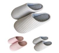 Pantofole da uomo grigie da donna rosa pantofole unisex a righe cursori coppia a strisce comode in memory foam scivoli ultra morbidi per camera da letto scarpe da casa per interni ed esterni, rosa, 38