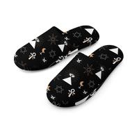 Pantofole da uomo in cotone con motivo a simboli esoterici, in memory foam, antiscivolo, con punta chiusa, per interni