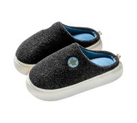 Pantofole da uomo in cotone, pantofole da uomo in feltro con suola in gomma, unisex, morbide, comode, per dormire, unisex, per ospiti, antiscivolo, per la casa, grigio scuro, 36 EU