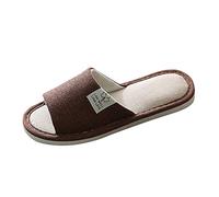 Pantofole da uomo in lino - donne e uomini, casual, luce morbida, con punta aperta, comode pantofole in lino, traspiranti, per la casa, eleganti e il tempo libero, caffè, 40/41 EU
