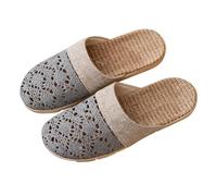 Pantofole da uomo in lino, espadrillas traspiranti, piatte e larghe, punta chiusa, da uomo, morbide, per interni, casual, estive, unisex, per adulti, casual, comodi, leggeri, sandali da spiaggia
