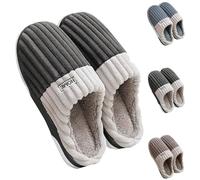 Pantofole da uomo in peluche, pantofole da uomo, anteriori chiuse, con suola morbida, pantofole in peluche, comode e larghe, Nero , 40 EU