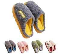 Pantofole da uomo invernali, calde, in peluche, bicolore e morbide, comode, unisex, per la casa, antiscivolo, per dormire, bianco, 41 EU