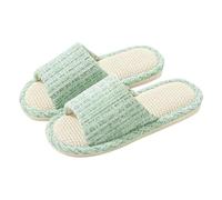 Pantofole da uomo per interni: pantofole da donna estive in lino, unisex, per ospiti, con punta aperta, casual, per adulti, scarpe da doccia, leggere, espadrilles, Verde menta, 40 EU