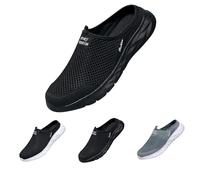 Pantofole da uomo, slip, estive, traspiranti, comode, da giardino, antiscivolo, morbide, comode, per il tempo libero, per attività all'aria aperta, Nero , 46 EU