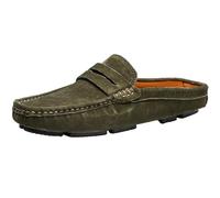 Pantofole da uomo Slip-On mocassini in pelle abbigliamento formale casual aperto indietro Business Casual Scarpe da guida da uomo, Verde, 38 2/3 EU