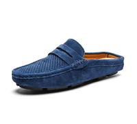 Pantofole da uomo Slip-On mocassini in pelle abbigliamento formale casual aperto indietro Business Casual Scarpe da guida da uomo, Blu Hollow, 39 1/3 EU