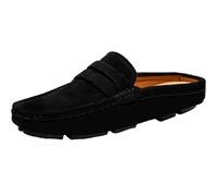 Pantofole da uomo Slip-On mocassini in pelle abbigliamento formale casual aperto indietro Business Casual Scarpe da guida da uomo, Nero , 39 2/3 EU