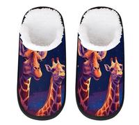 Pantofole da viaggio con giraffa per donne e uomini, pantofole da viaggio in peluche da interno, Multicolore, 4/7 UK Wide