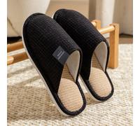 Pantofole di lino da uomo per primavera e autunno, per uso interno in camera da letto, suola morbida e silenziosa, confortevoli e traspiranti, scarpe da casa con fondo piatto CN36-37,CN38-39,CN40-41,C