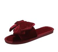 Pantofole di lino Pantofole da donna for tenere calde le scarpe Decorazione a cuore con tacco piatto in peluche Taglia 36-41 Ciabatte da casa(Wine Red,7)