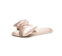 Pantofole di lino Pantofole da sposa alla moda donna sandali aperti for la casa camera letto scarpe damigella d'onore con fiocco in seta Ciabatte da casa(Pink,6.5)