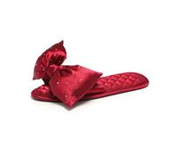 Pantofole di lino Pantofole da sposa alla moda donna sandali aperti for la casa camera letto scarpe damigella d'onore con fiocco in seta Ciabatte da casa(Red,6)