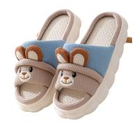 Pantofole di lino Pantofole di lino universali quattro stagioni Donna Uomo Scivoli for la casa Ragazzi Ragazze da interno carine Morbide antiscivolo Ciabatte da casa(Coffee,28-29)