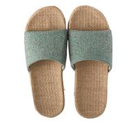 Pantofole di lino Scarpe da donna in lino abbinate ai colori pavimento for interni for il tempo libero Pantofole casa estive aperte in punta basse Ciabatte da casa(Green,44-45)
