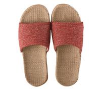 Pantofole di lino Scarpe da donna in lino abbinate ai colori pavimento for interni for il tempo libero Pantofole casa estive aperte in punta basse Ciabatte da casa(Red,44-45)