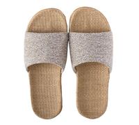 Pantofole di lino Scarpe da donna in lino abbinate ai colori pavimento for interni for il tempo libero Pantofole casa estive aperte in punta basse Ciabatte da casa(Gray,35-36)