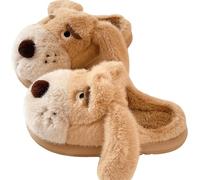 Pantofole Di Peluche Calde Morbide E Confortevoli A Forma Di Cane Dei Cartoni Animati Da Donna Inverno Camera Da Letto Interna Antiscivolo Pantofole Durevoli (Kaki,40-41)